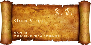 Klemm Virgil névjegykártya